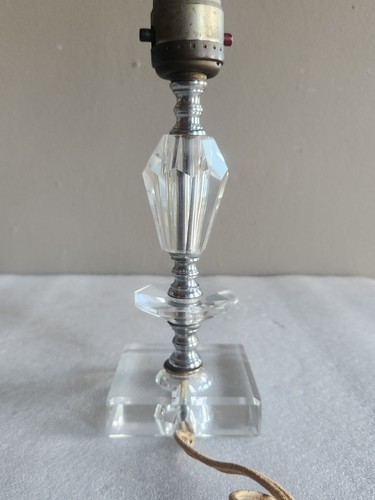 Vintage Mid-Century 50er Jahre geschliffenes gestapeltes Glas Akzent Tischlampe • funktioniert 9" - Bild 17 von 24