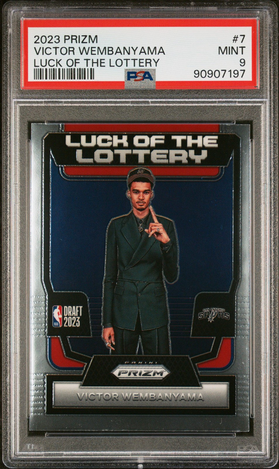 2023 PANINI PRIZM LUCK OF THE LOTTERY #7 VICTOR WEMBANYAMA PSA 9