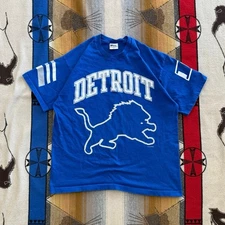 Vintage 90s Detroit Lions Pro Player Double Sided T-Shirt Size XL Made In USA