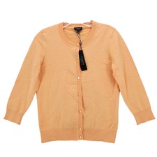 NWT TALBOTS Cardigan Bright Yellow Pima Cotton Blend 3/4 Sleeve Stretch Size XS