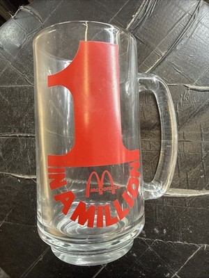 Vintage 1980's One 1 In A Million Promotional Glass Mug Very Rare