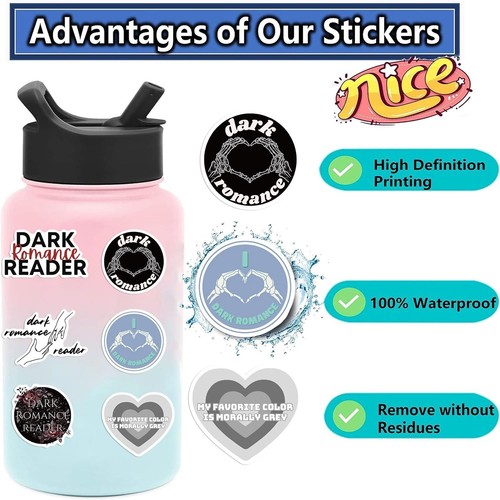 100 PCS Dark Romance Stickers,Bookish Reading Stickers for Black - Picture 3 of 6