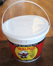 1 Gallon Food Grade Nicola's Pasta Pail Bucket snap on lid w handle Novelty EUC