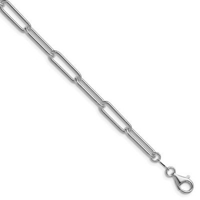 Sterling Silber rhodiniert poliert 5,5 mm Büroklammer Kette Armband