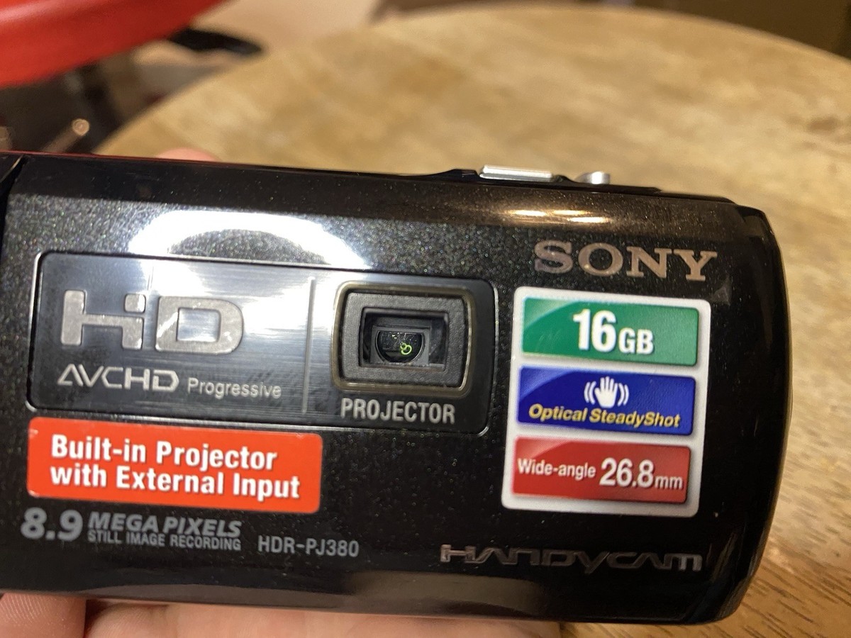 稼働〇　SONY　HDR-PJ380E　ビデオカメラ フルHD　プロジェクター Sony HDR-PJ380 16 GB Handycam Video Cam 8.9 MP Projector Tested NO