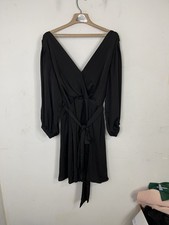 Banana Republic Womens Dress 18 Black Mini Wrap Holiday Cocktail Party Bow