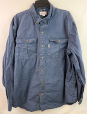 Carhartt Relaxed Fit Blue Long Sleeve Button Down Men's Size XL