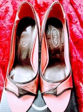 Pearlised Leather High Heel Shoes Size 5 By Schuh Pale Pink / Taupe