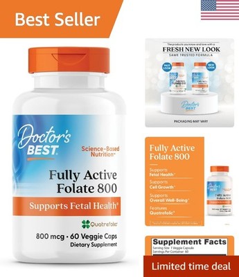 Doctors Best Fully Active Folate 800 with Quatrefolic, Supports Fetal Health,...