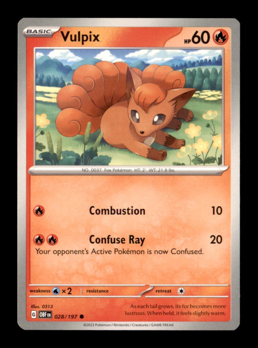 Vulpix 028/197 Common Obsidian Flames Pokemon Near Mint