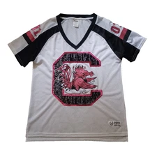 Victoria Secret Pink South Carolina Gamecocks Jersey Women L Sequin Graphic Logo