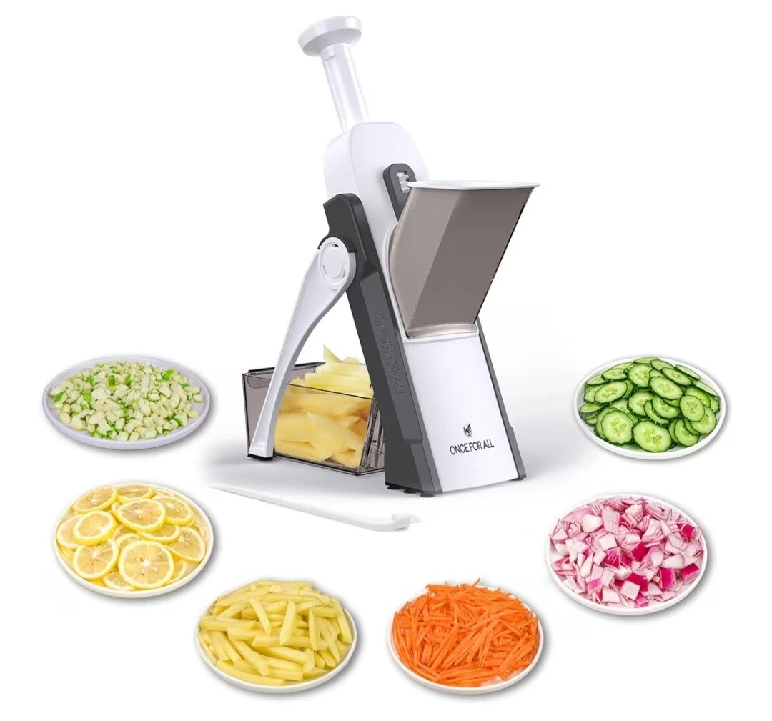 ONCE FOR ALL Upgrade Safe Mandoline Slicer Plus, Adjustable Vegetable Food Ch...
