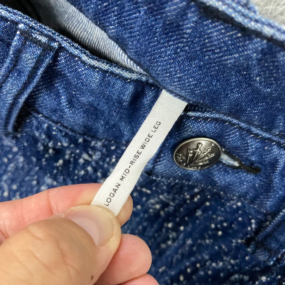 rag and bone Logan Mid Rise Wide Leg Jeans size 28 FITS 31 Midtweed Denim Blue - Image 4 of 4