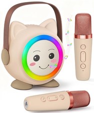Mini Karaoke Machine Toy for Kids, Portable Karaoke Machine with 2 Wireless M...