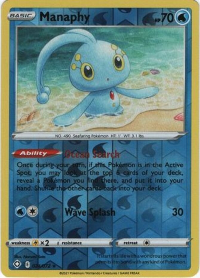 Manaphy - 024/072 - Rare - Reverse Holo - Near Mint