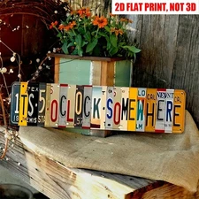 Vintage License Plate Wall Decor Its 5 O'Clock Somewhere Metal Tin Sign Bar Home