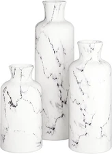 Creative Scents White Marble Look Vases Home Decor - Matte 