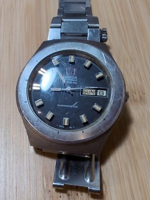 Vtg Omega Chronometer Electronic F 300 Hz Day-Date Black Dial Running