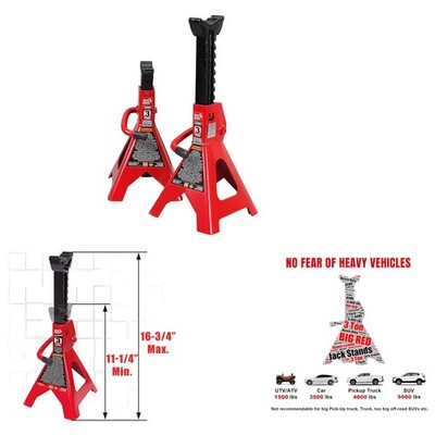 Heavy Duty Steel Jack Stands 3 Ton Capacity Car Lift Supports Pair Adjustable