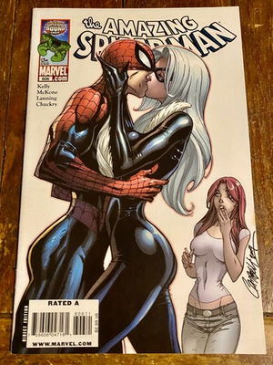 #ad #ad AMAZING SPIDER MAN #606 🕸️ 2009 J. SCOTT CAMPBELL BLACK CAT MJ YOW 💥 $72.99