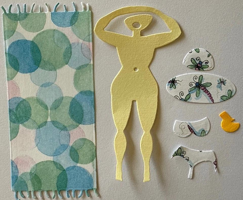 TOALLA DE PLAYA DAMA EN TOALLA Troquelada (7 piezas) Lago•Río • Traje de baño•Arena•Sol •Fabricación de tarjetas• Foto 2 de 4