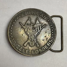 Vintage Belt Buckle American Muzzle Loaders Stamped Tiffany Studios NY Rustic