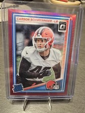 2025 Panini Donruss Rated Rookie Carson Schwesinger 392 Optic Preview Pink Prizm