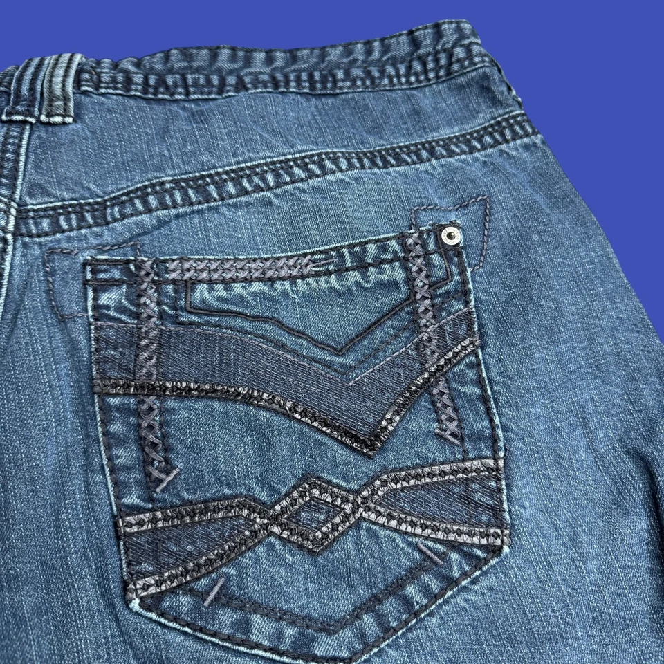 Shorts jeans Route 66 preto masculino tamanho 38 ajuste descontraído vintage algodão Y2K - Imagem 3 de 4