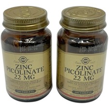 Zinc Picolinate 22 mg 100 Tablets By Solgar Lot Of 2