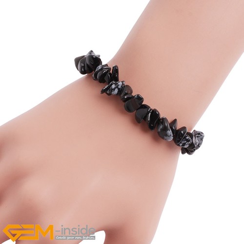 Natural Gemstone Beaded Freeform Chip Gravel Beads Bracelet 7.5'' Jewellery Gift - Foto 85 di 121