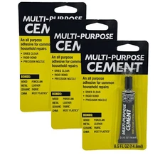 Multi-Purpose Cement 0.5oz tube All Purpose Adhesive Glue Household Repairs 3pk