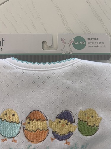 Neu mit Etikett Neat Solutions My First Easter Lätzchen bestickte Küken weiß grüne Eier - Bild 3 von 5