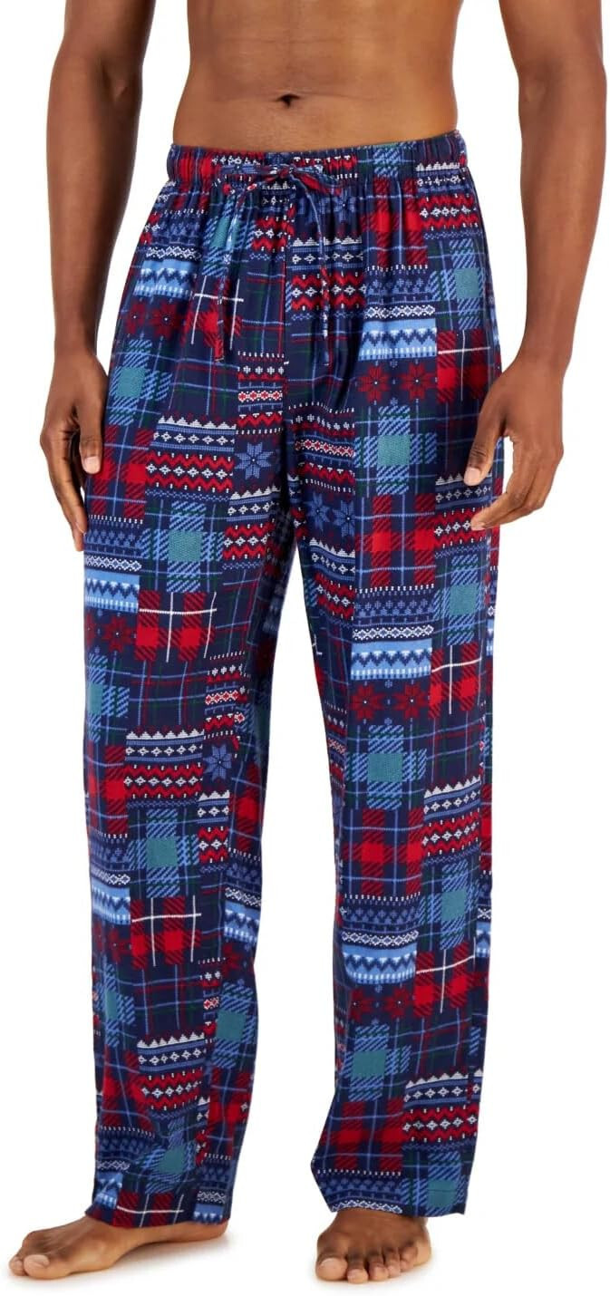 Мужские хлопчатобумажные брюки для сна в клетку Club Room красно-синие XXL 4990₽