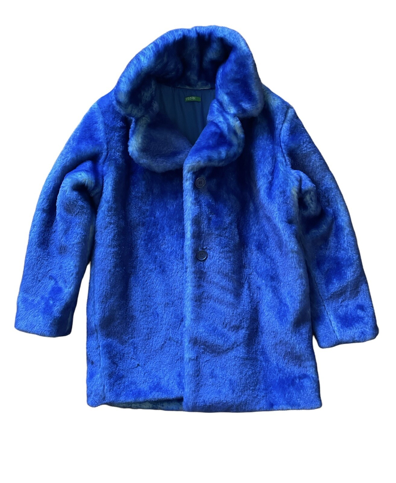 United Color of Benetton L Weigh Lbs 102-110 | 5\'3” Coat Faux Size Fur Fit eBay Blue