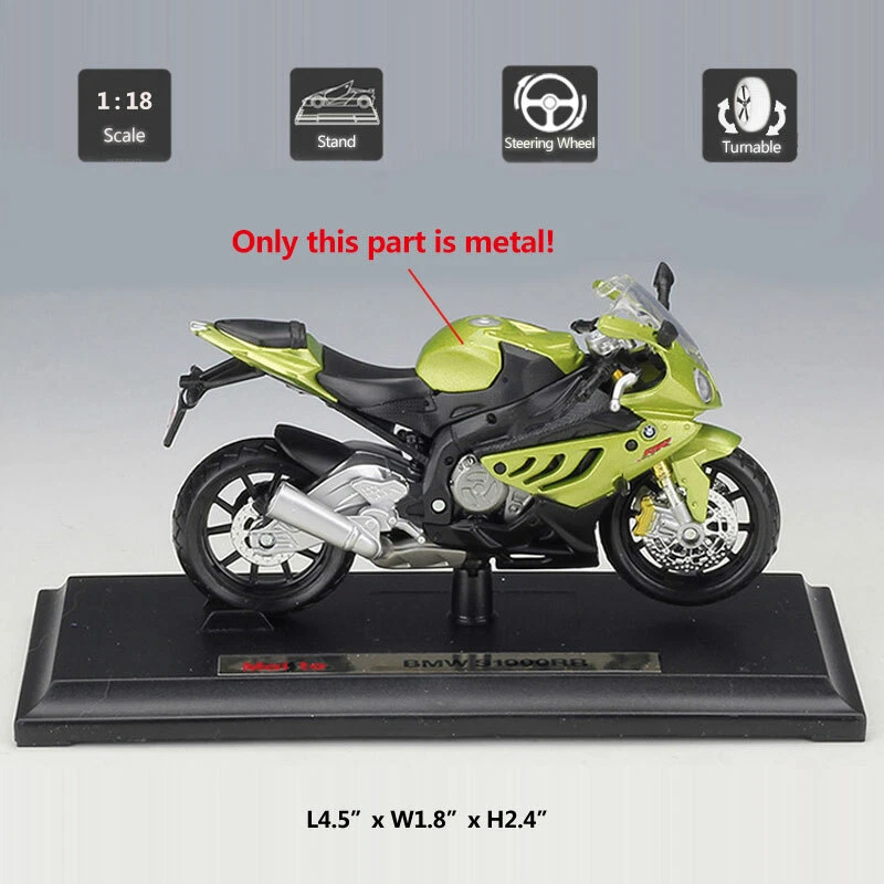 Modelo de motocicleta BMW S1000RR escala 1/18 modelo de motocicleta diecast modelo de motocicleta niños juguetes verde Foto 2 de 4
