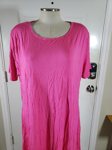 A-Fib-i Tunic Top Dress Women's Plus Size 3XL Stretch Pink Pockets Cotton Blend - Picture 2 of 10