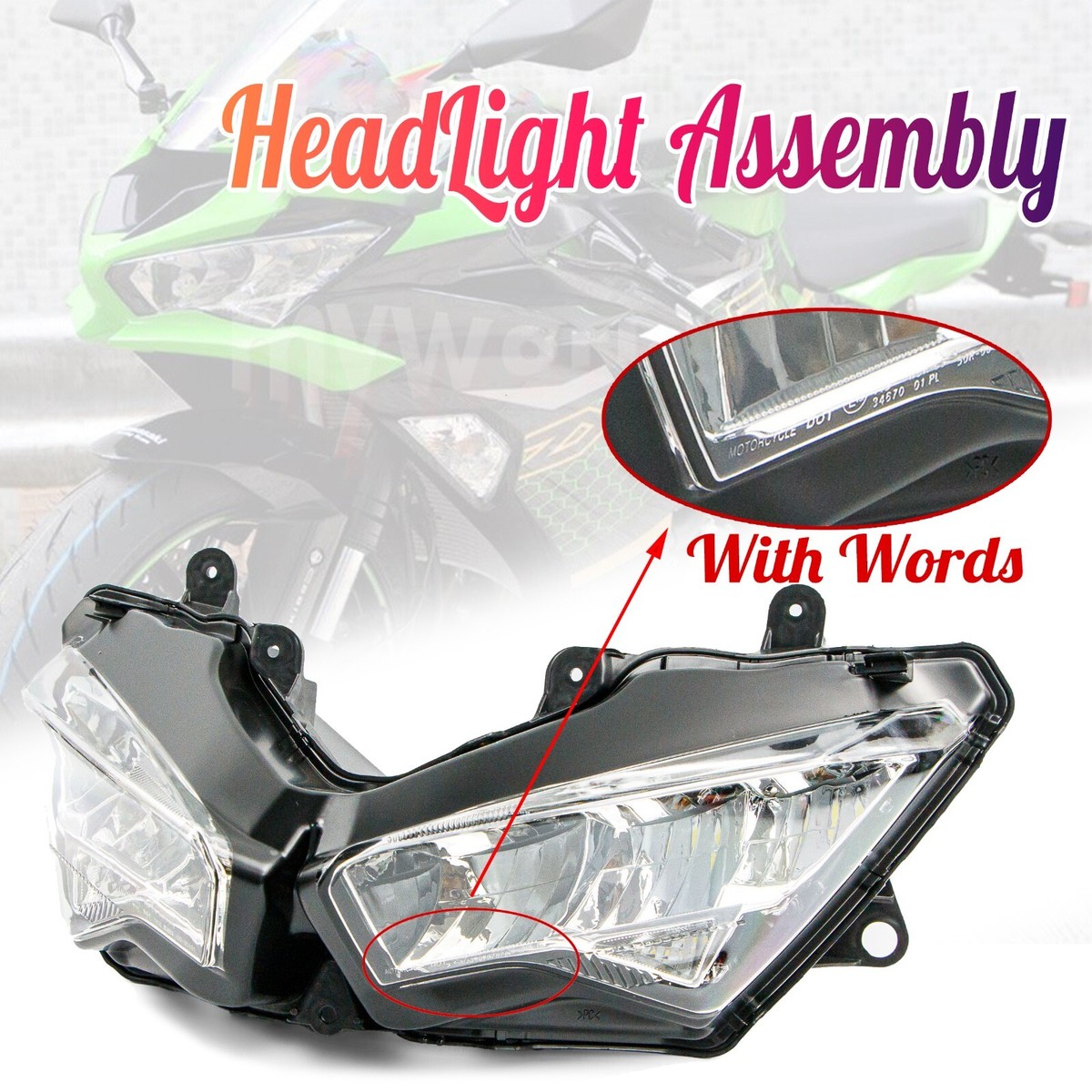 Fit For 2019-2023 Kawasaki Ninja ZX6R Headlight Assembly Fit For 2019-2023 Kawasaki Ninja ZX6R Headlight Assembly