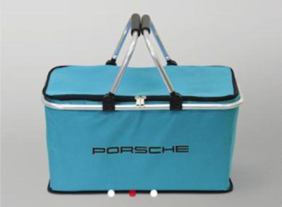 Porsche クーラーボックスタイプシルバー ナイロンバッグPORSCHEロゴ Porsche Cooler Bag Basket Cool Box Miami Blue 9.4x17.7xH9in