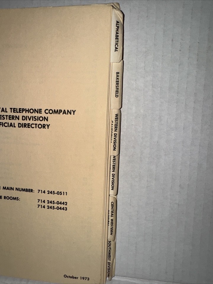 1973 Continental telephone directory Western Division CA Phone Book