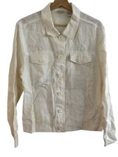 Linden Hill Womens Ivory Linen Button-Up Jack...