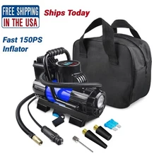 12V Tire Inflator Portable Air Compressor 150 PSI Car Pump Auto Shut Off