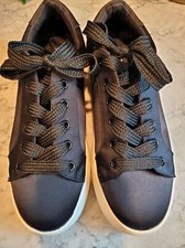 Steve Madden Black Satin Platform Sneakers Size 8