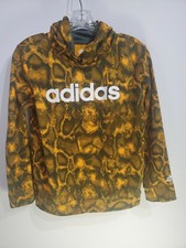 Adidas Orange Polyester Pullover Hoodie Sweatshirt Youth Boys Size M 10/12