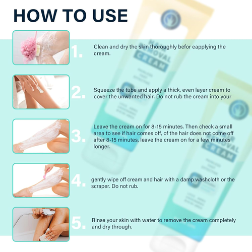 Facial Depilatory Cream: Hair Removal for Women and Men Painless Pubic Remover - Picture 4 of 12