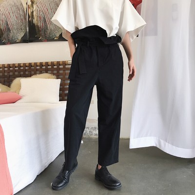 Mens Wide Legs Pants High Waist Fashion 