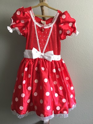 Disney Store Minnie Mouse Dress Girls Costume Size M Red White  Adorable GUC