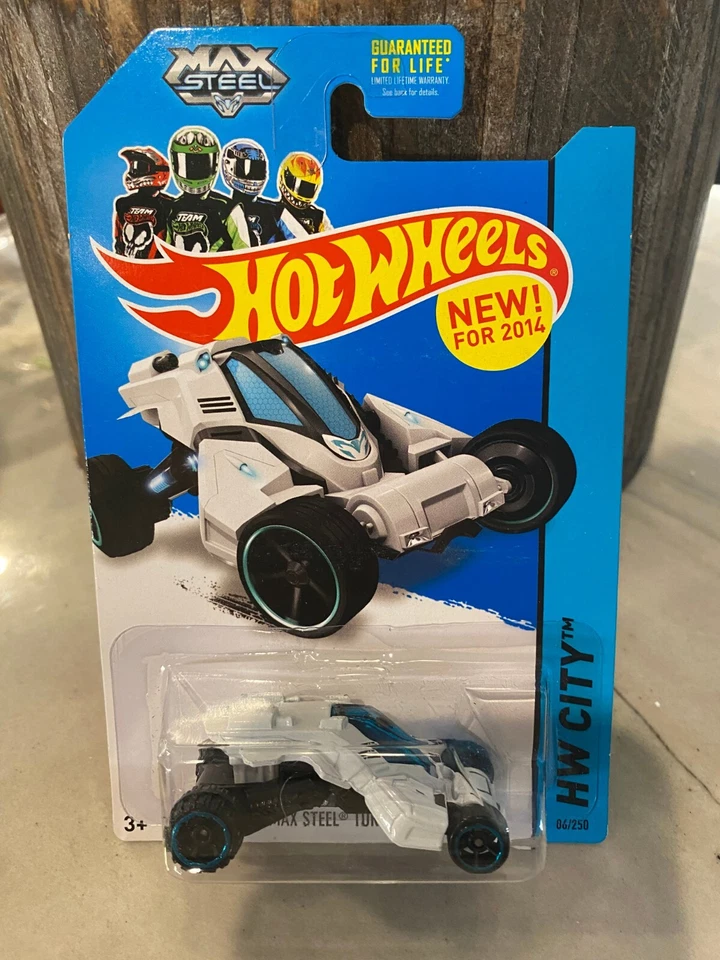 2014 Hot Wheels #86 Hw City-Tooned II Max Steel Turbo Racer Blanc Variante - Photo 1/1