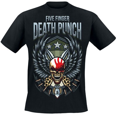 FIVE FINGER DEATH PUNCH cd lgo SKULL WING SHIELD Official SHIRT LRG new