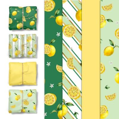  24 Sheet Lemon Tissue Paper for Gift Bags,Yellow Green Lemon Pattern Wrapping 