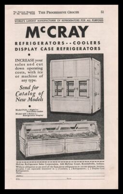 1933 McCray Kendallville IN Grocery Store Display Case Refrigerators Print Ad